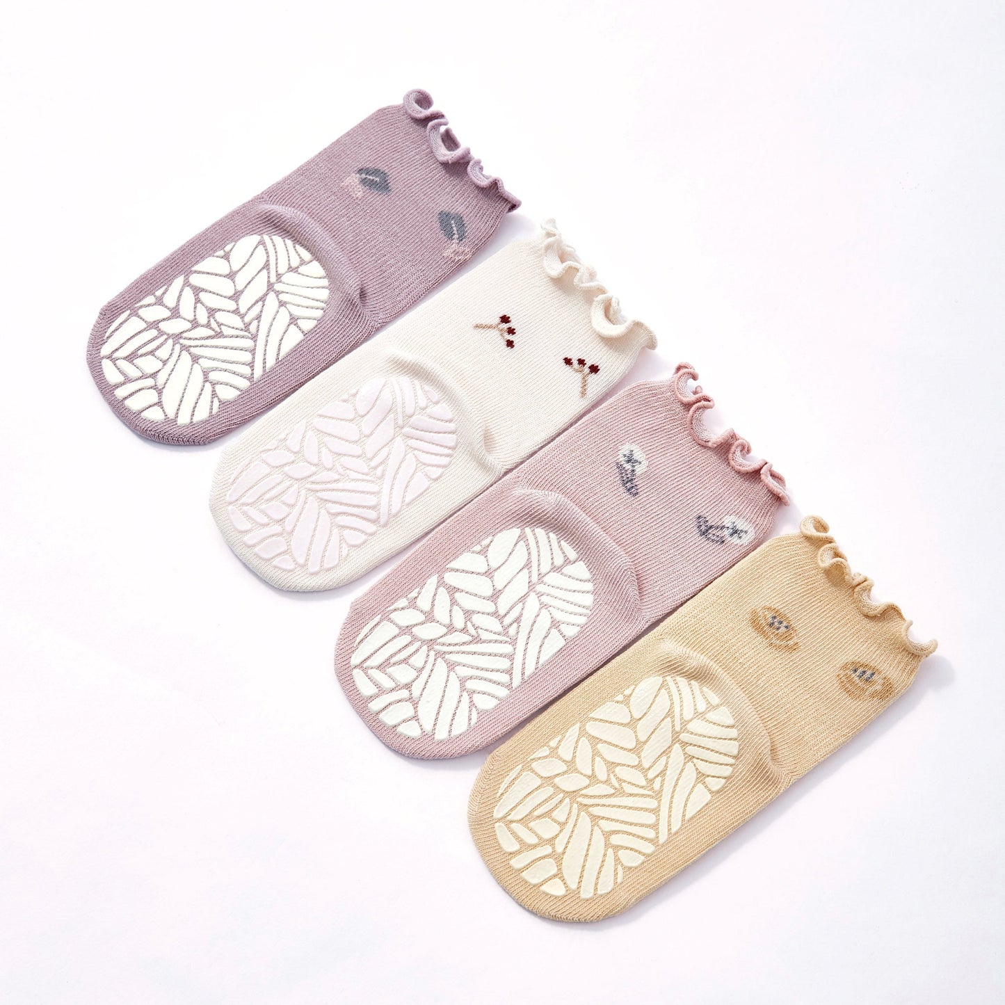 New- Little Wonder Things- Organic- 4 Pairs of Stay-On Baby & Toddler Non-Slip Socks